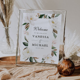 Magnolia blommigt bröllop poster