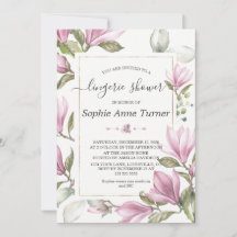 Magnolia Blommigt Guld Calligraphy Lingerie Shower