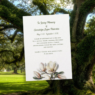 Magnolia Blommigt Memorial-tjänstkort Inbjudningar