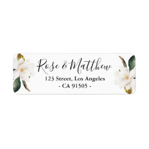 Magnolia-blommigtens adressetikett returadress etikett