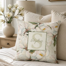 Magnolia blommonogram kastkudde