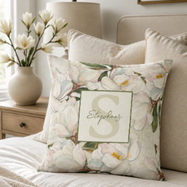 Magnolia blommonogram kastkudde kudde