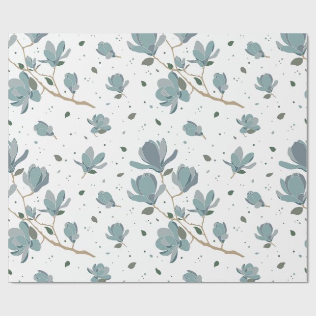 Magnolia blommönster presentpapper (Platt)