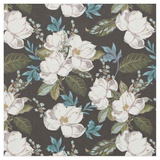 Magnolia Blommönster Tyg (Närbild)