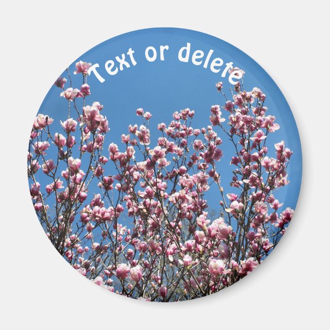 Magnolia Blommor Blå Himmel Personlig Magnet (Framsidan)
