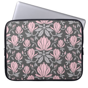 Magnolia-blommor, handdragna sömlösa mönster. laptop fodral