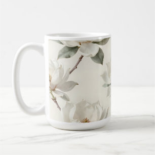 Magnolia Blomning Mjuk Neutralt Mönster Kaffemugg