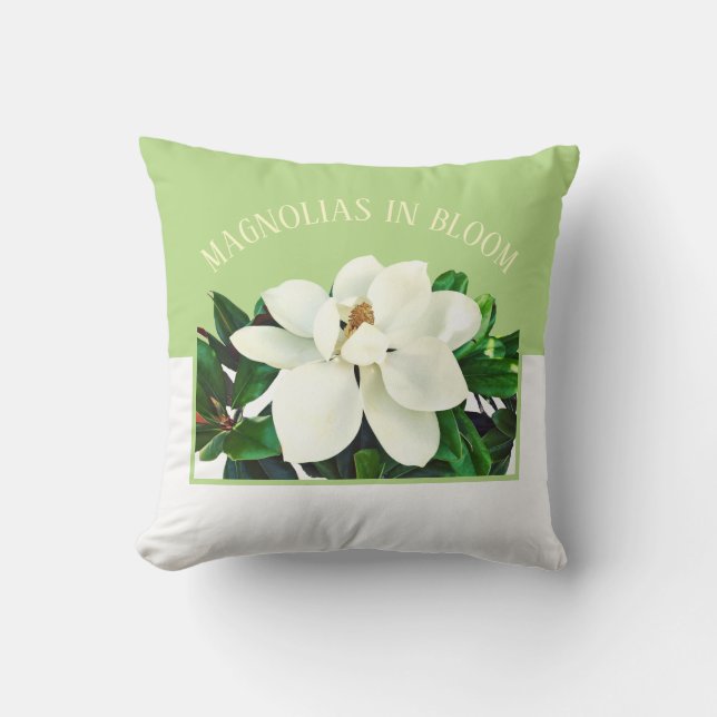 Magnolia Bloom | 16" x 16" Reversibel Dekorativ ku Kudde (Framsida)