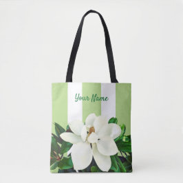 Magnolia Bloom | Grönt och vit Personlig Tygkasse