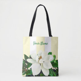 Magnolia Bloom | Gult och vit Personlig Tygkasse