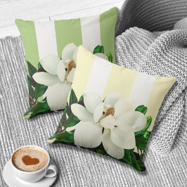 Magnolia Bloom | Randig 20-tums x20-tums reversibe Kudde