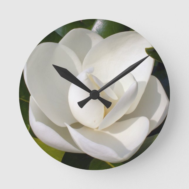 Magnolia Bloom Rund Klocka (Framsida)