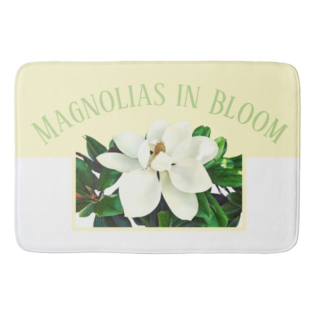 Magnolia Bloom | Stor Gult och vit Badrumsmatta (Framsidan)