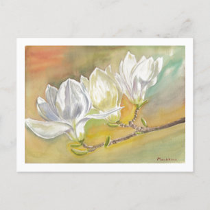 Magnolia Blooming Watercolor av E.Mashkina Vykort