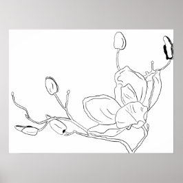 Magnolia Botanisk Linje Konst Poster