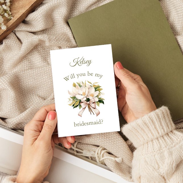 Magnolia Bouquet | Bridesmaid Frieri Card Meddelande (Magnolia Bouquet Bridesmaid Proposal Card)