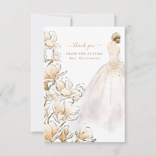 Magnolia Bride Future Mrs. Tack, ditt kort (Framsida)