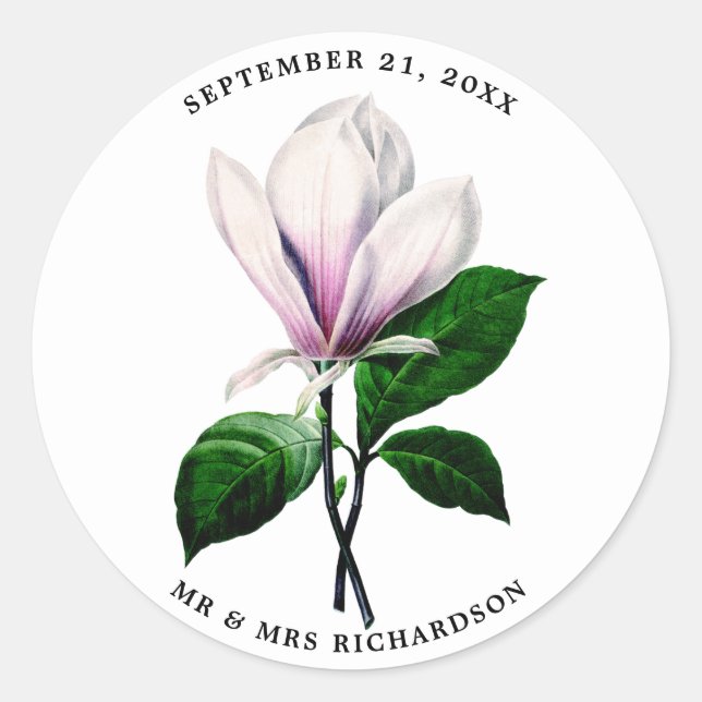 Magnolia bröllop möhippa-dekal runt klistermärke (Framsida)