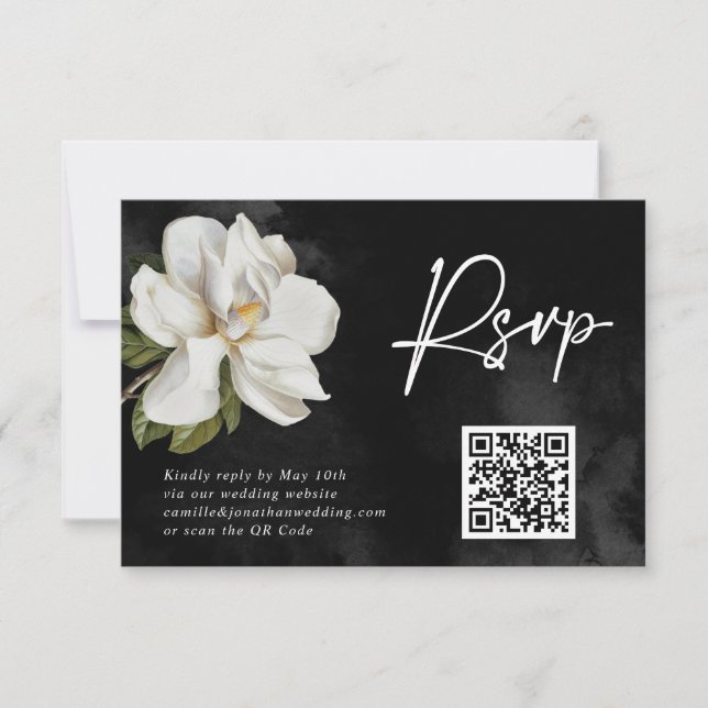 Magnolia Bröllop QR-kod OSA Kort (Framsida)