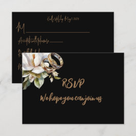 Magnolia Bröllop Ringar Guld och Black OSA Kort