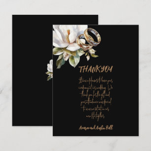 Magnolia Bröllop Ringar Guld och Svarta Bröllop Tack Kort
