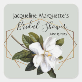 Magnolia bröllopsfest med guld och salvia fyrkantigt klistermärke