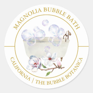 Magnolia Bubble Bath-etikett Runt Klistermärke
