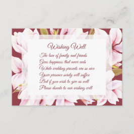 Magnolia Burgundy Bröllop Wishing-brunnskort Tilläggskort
