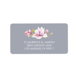 Magnolia Charm Blommigt Watercolor Adressetikett