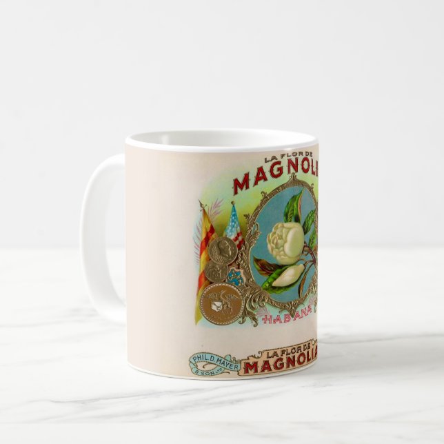 Magnolia Cigarr Box Etikett Kaffemugg (Framsida vänster)