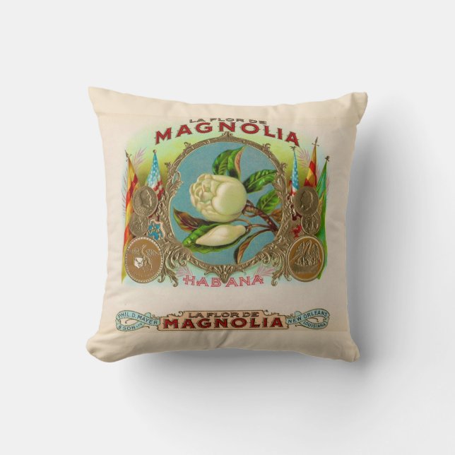 Magnolia Cigarrlåsetikett Kudde (Framsida)