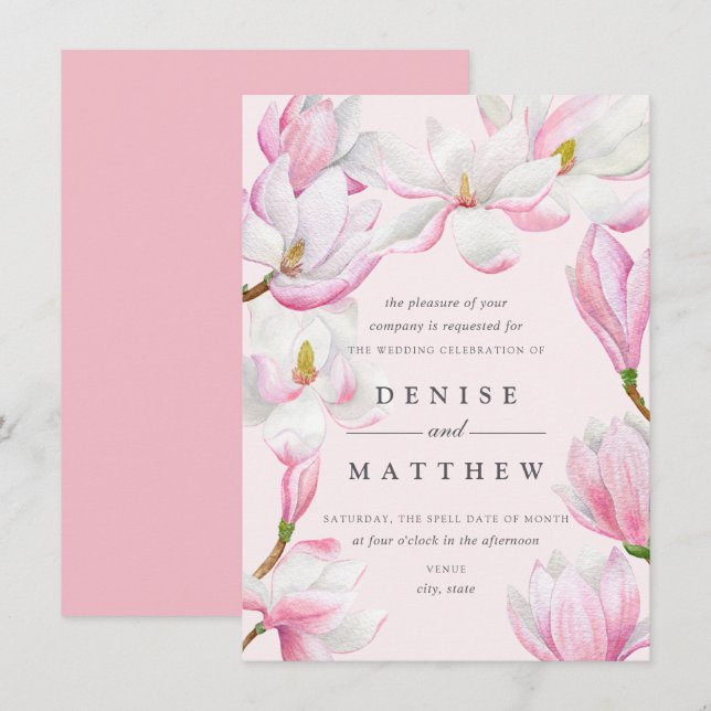 Magnolia Collection Inbjudningar (Fram/baksida)