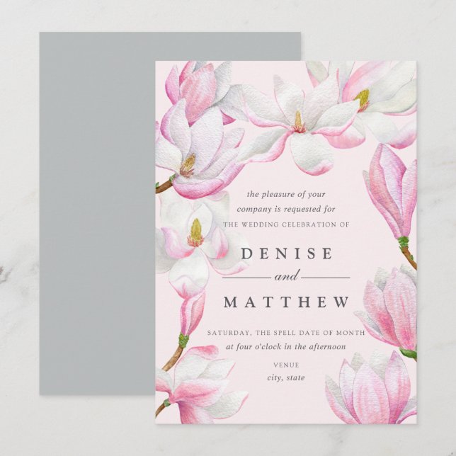 Magnolia Collection Inbjudningar (Fram/baksida)