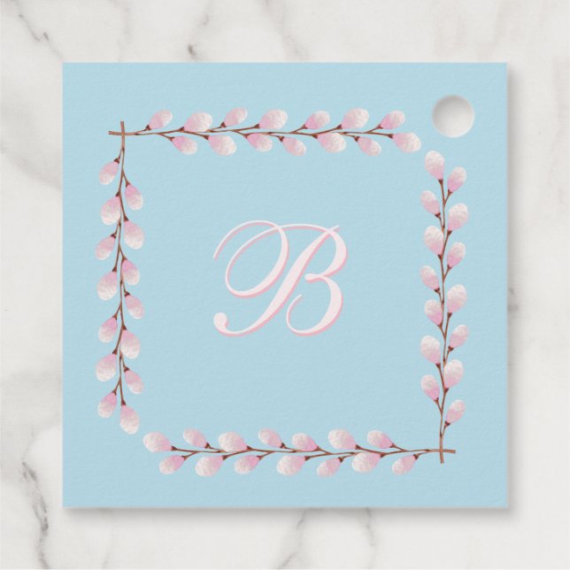 Magnolia Collection Spun Sugar Blue Background Fav Gåvor Etiketter (Baksida)