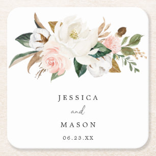 Magnolia Cotton Bröllop Underlägg Papper Kvadrat