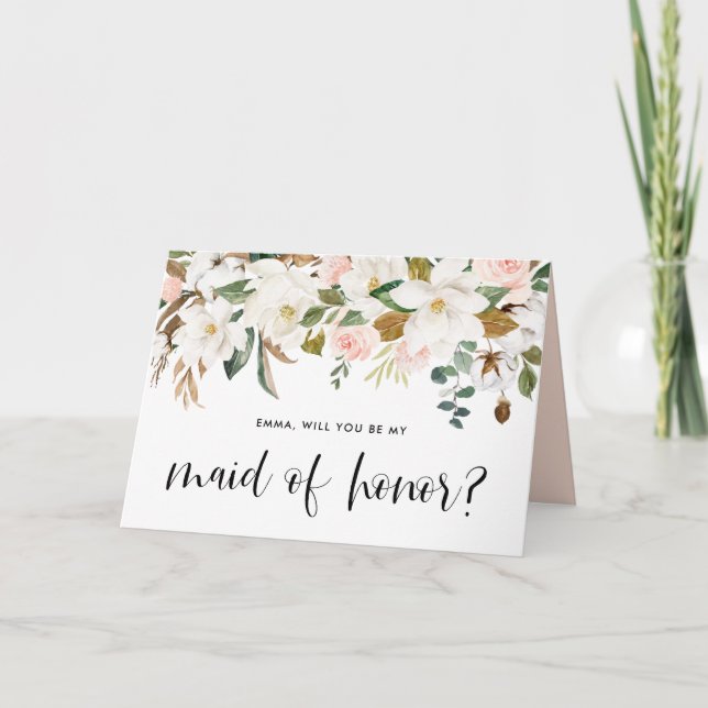 Magnolia Cotton Garland är min Maid of honor Kort (Framsida)
