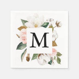 Magnolia Cotton Monogram Bröllop Cocktail Napkin Pappersservett