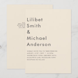 Magnolia Cream Modern Bröllop Typography Inbjudningar