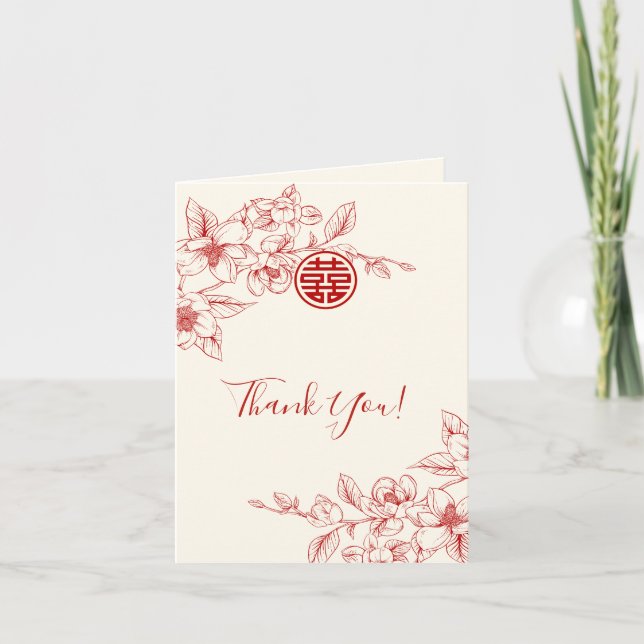 Magnolia Cream Photo Chinese Bröllop Tack (Framsida)