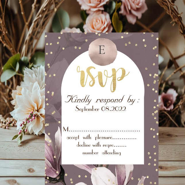 Magnolia Diamonds Monogram RSVP  Inbjudningar (Skapare uppladdad)