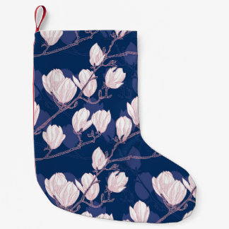Magnolia Elegance: Navy Vår Bloom Liten Julstrumpa