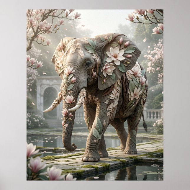 Magnolia Elephant Royal Mist Poster (Framsidan)