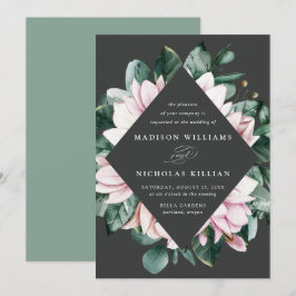 Magnolia & Eucalyptus | Blommig Ram Bröllop Inbjudningar