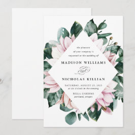 Magnolia & Eucalyptus | Blommig Ram Bröllop Inbjudningar