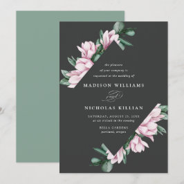 Magnolia & Eucalyptus | Blommig Ram Bröllop Inbjudningar