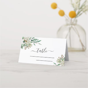 Magnolia Eucalyptus Watercolor Elegant bröllop Placeringskort