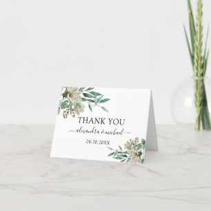 Magnolia Eucalyptus Watercolor Elegant bröllop Tack Kort