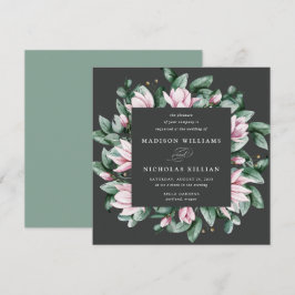 Magnolia & Eukalyptus | Fyrkantig Bröllopsinbjudan Inbjudningar