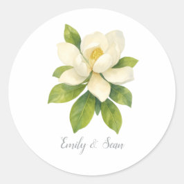 Magnolia Flower Custom Wedding Monogram  Runt Klistermärke