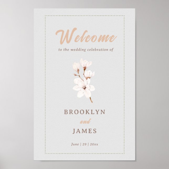 Magnolia Flower Guestbook-tecken Poster (Framsidan)